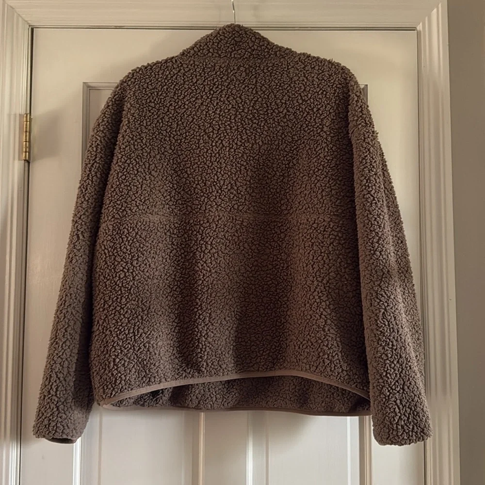 SKIMS Teddy Fleece Half Zip Pullover Sweatshirt Brown
